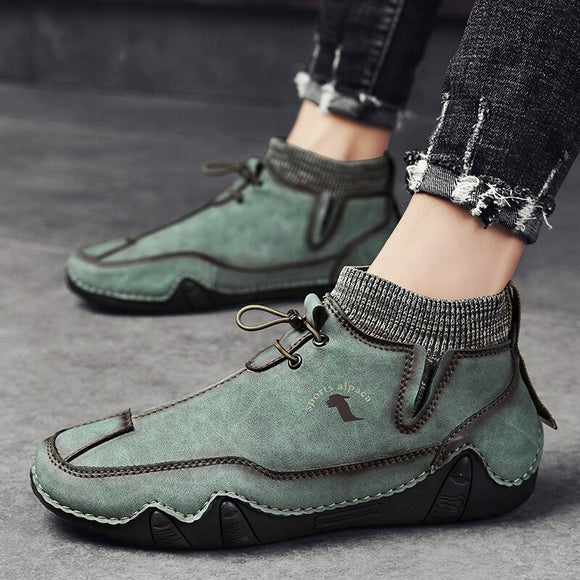 Male Leather Vintage Ankle Boots
