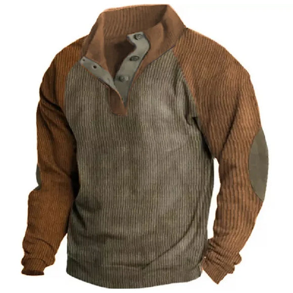 Vintage Waffed Patchwork Sweatshirts
