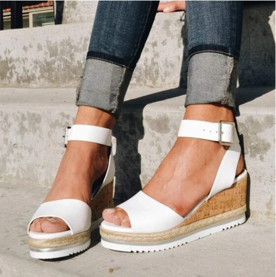 Fish Mouth Wedge Sandals