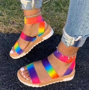 Invomall Ladies Summer Multi-Color Platform Sandals