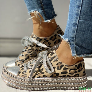 Rhinestone Leopard Print Sneakers