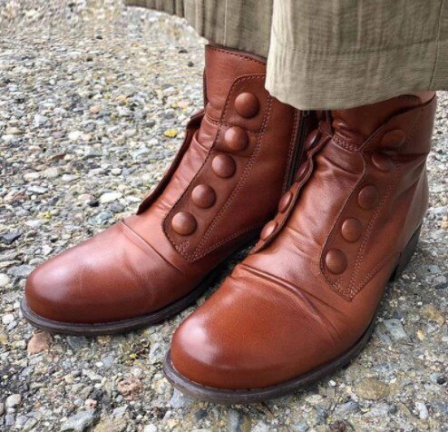 Invomall Women's Retro Short Leather Boots