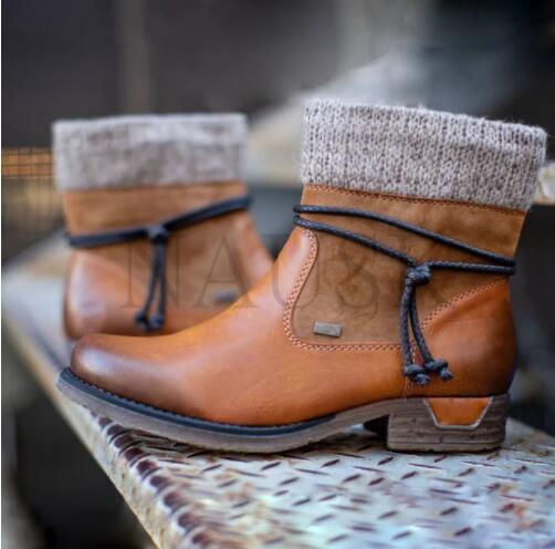 Women's Platform Leather Snow Boots
