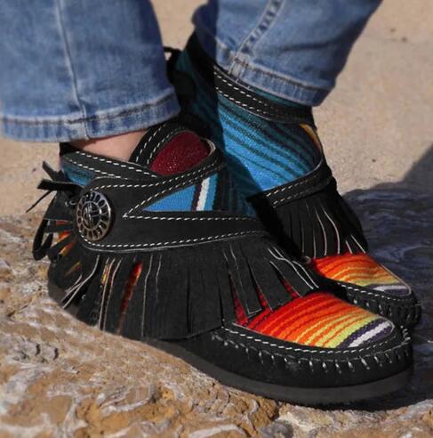 Invomall Ladies Rainbow Tassel Ankle Boots