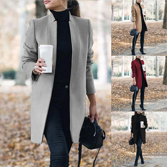 Invomall Women's Woolen Blends Long Coats