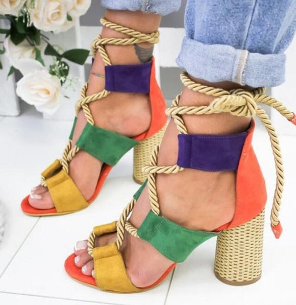 Women's Shoes - 2019 Lace Up Summer Pointed Fish Mouth High Heels Shoes(Buy 2 Get 10% off, 3 Get 15% off Now）
