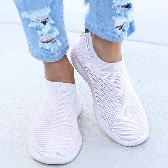 Shoes - Women's Knitted Soft Walking Sneakers
