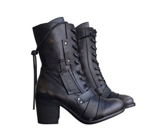 Invomall Ladies Zippers High Heels Ankle Boots