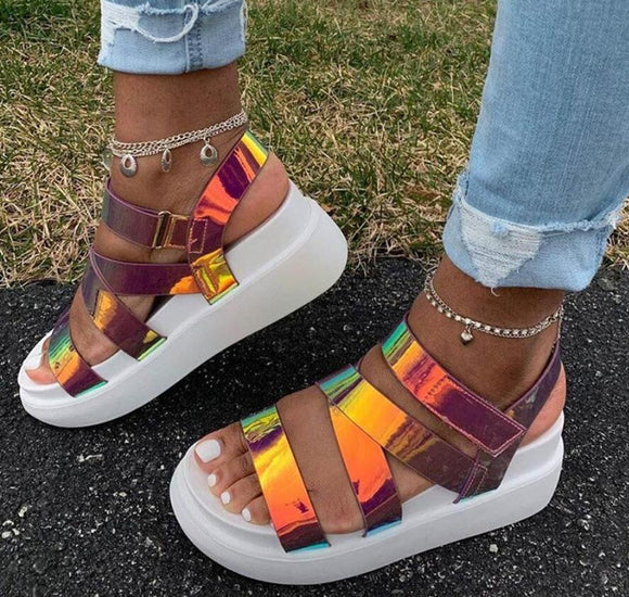 Invomall Women's Platform Colorful Sandals