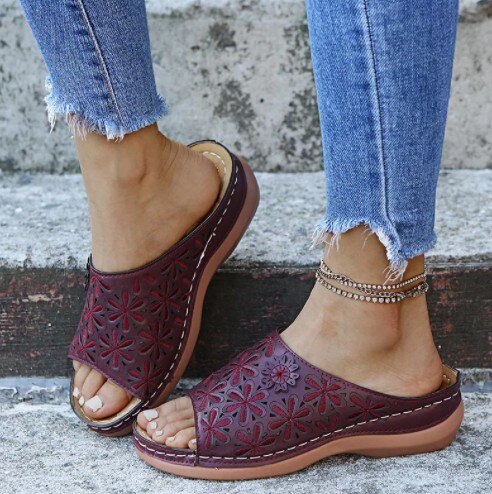 Invomall Ladies Vintage Platform Wedge Slippers
