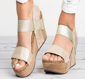 Invomall Ladies Vintage Chunky High Heel Wedge Sandals